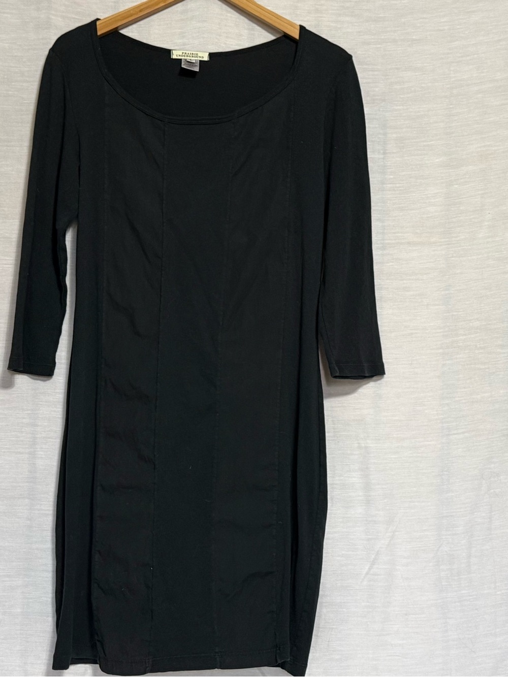 Prairie Underground Black Knit Sheath Dress Panel Detail Size L